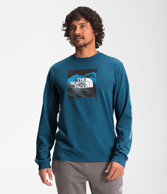 Camiseta The North Face Hombre Manga Larga Logo Play - Colombia DKRIFZ235 - Azules